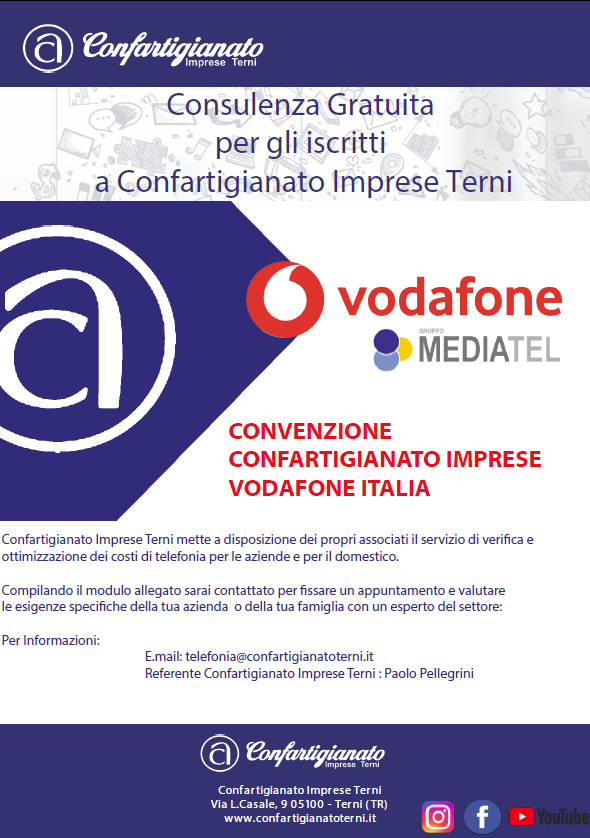 Al momento stai visualizzando Convenzione Confartigianato Imprese – Vodafone Italia