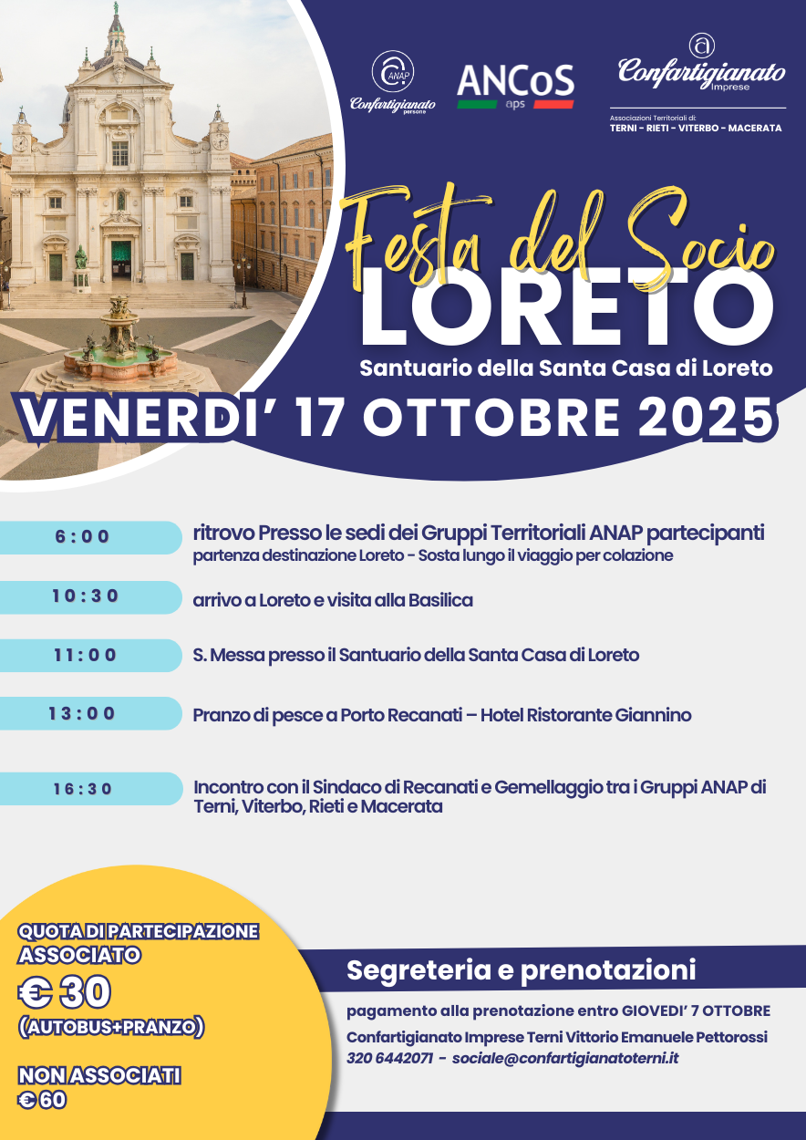 Al momento stai visualizzando Festa del Socio 2025 – Loreto | 17 ottobre