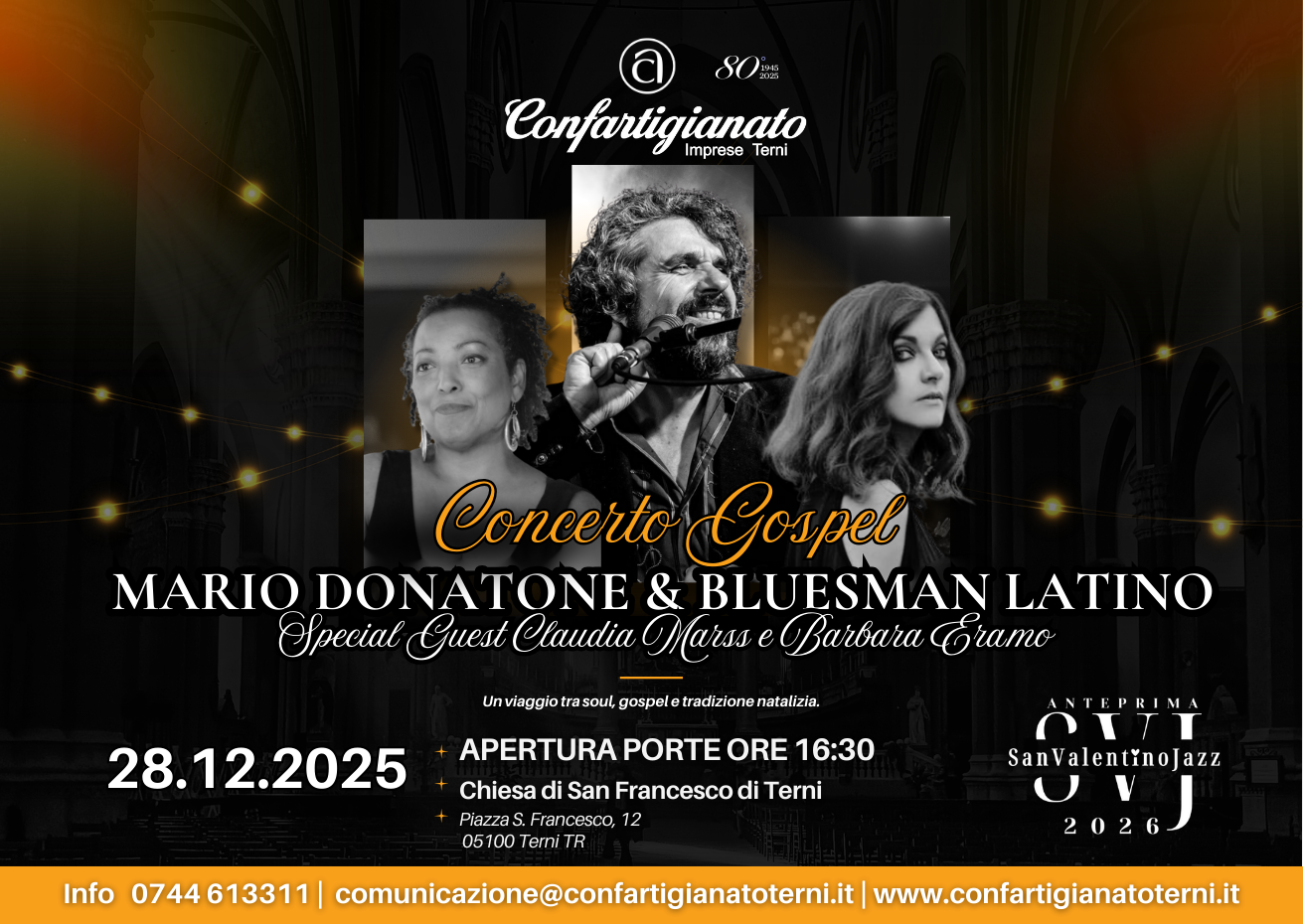 Al momento stai visualizzando Concerto Gospel con Mario Donatone & Bluesman Latino: il 28 dicembre alla Chiesa di San Francesco
