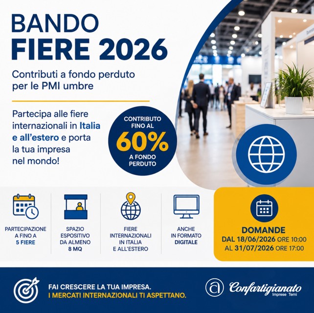Al momento stai visualizzando FIERE INTERNAZIONALI 2026: CONTRIBUTI A FONDO PERDUTO PER LE PMI UMBRE