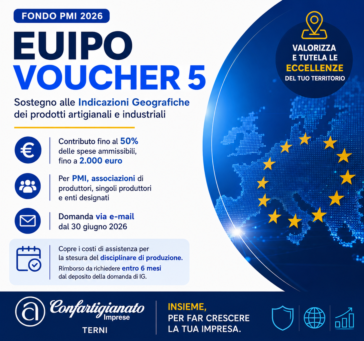 Al momento stai visualizzando EUIPO: al via il Voucher 5 del Fondo PMI 2026 per le Indicazioni Geografiche dei prodotti artigianali e industriali