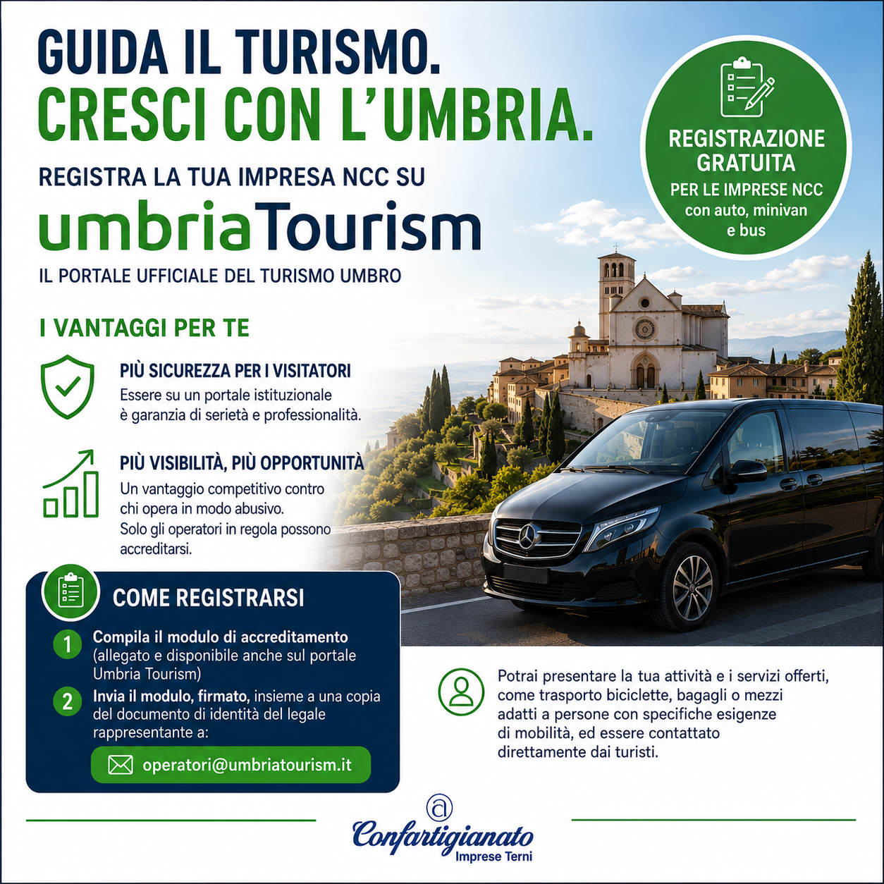 Al momento stai visualizzando Imprese NCC: registrazione gratuita sul portale Umbria Tourism