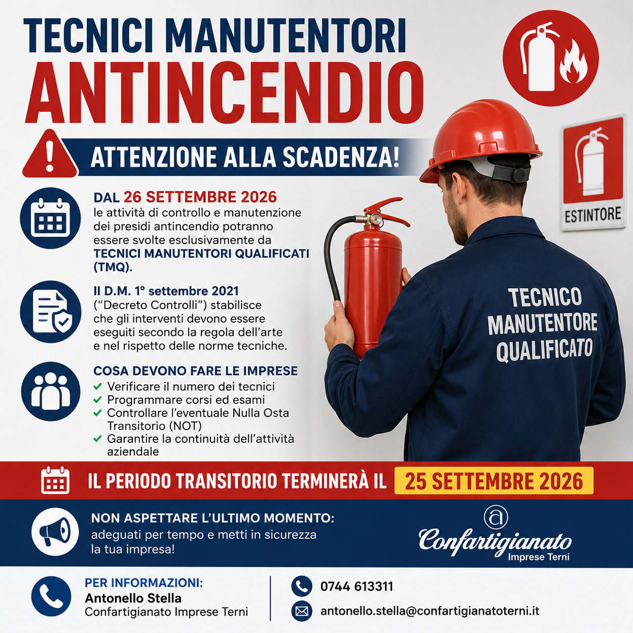 Al momento stai visualizzando Manutenzione dei presidi antincendio – Qualificazione dei Tecnici Manutentori e scadenza del 25 settembre 2026