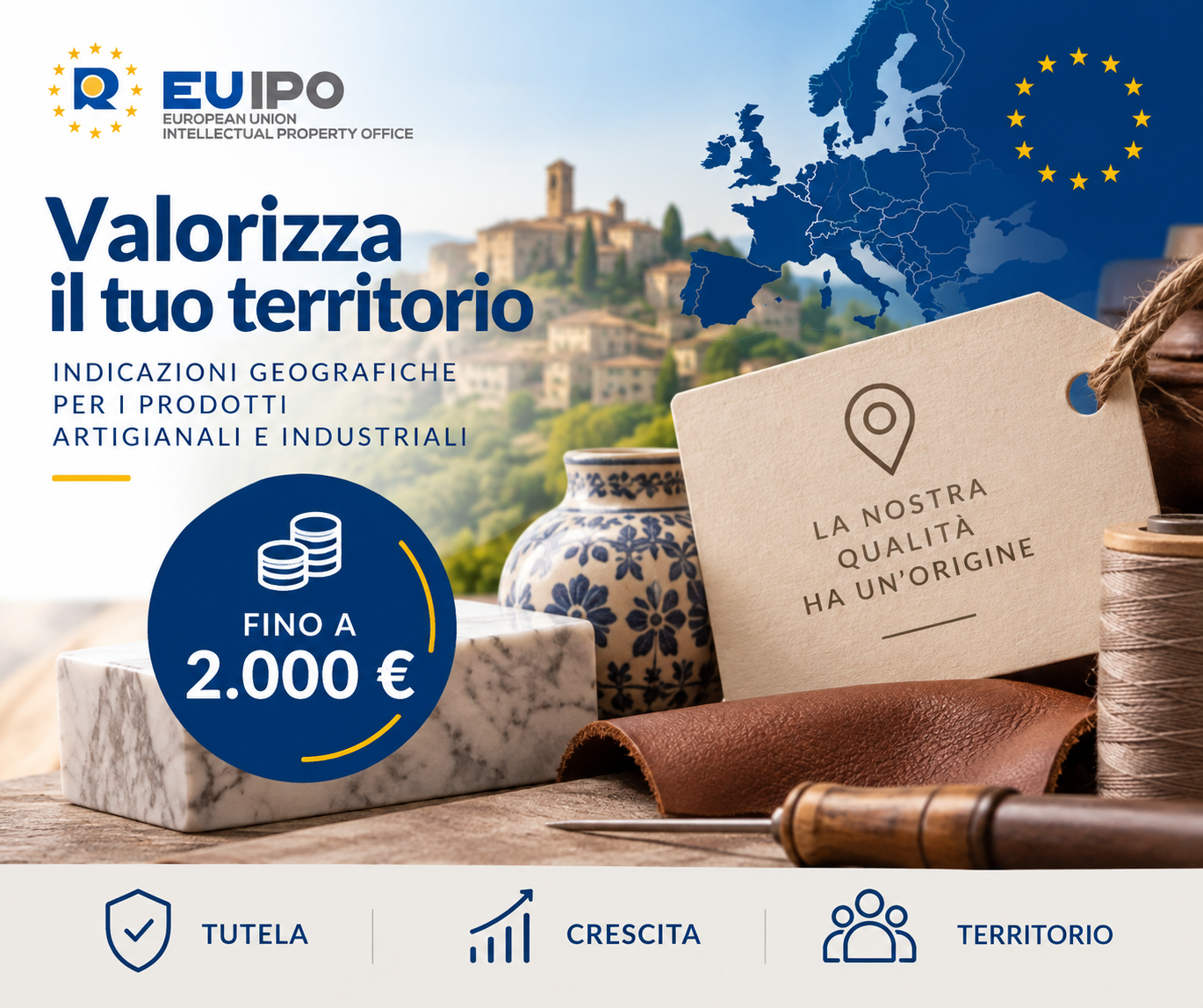 Al momento stai visualizzando Voucher EUIPO: contributi fino a 2.000 euro per le Indicazioni Geografiche dei prodotti artigianali e industriali