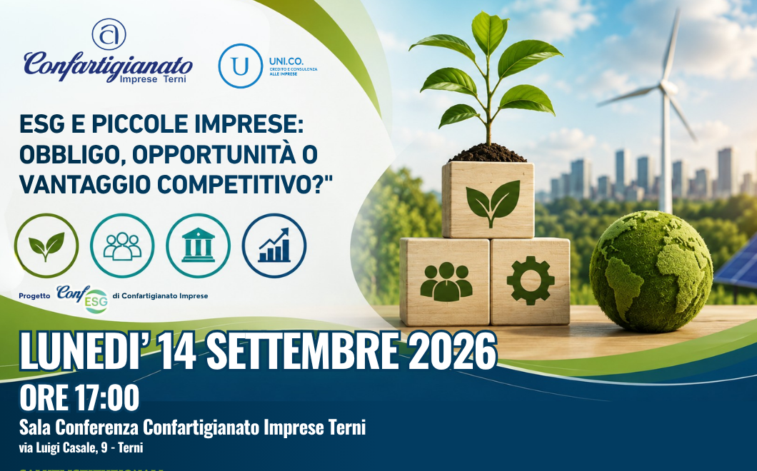 Al momento stai visualizzando Confartigianato Imprese Terni riunisce imprese, esperti e rappresentanti del mondo bancario per approfondire opportunità e strumenti della transizione ESG