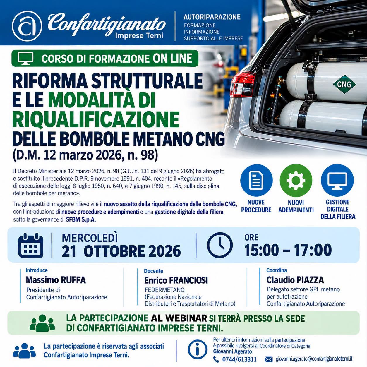 Al momento stai visualizzando Bombole metano CNG: il 21 ottobre un incontro formativo sulla riqualificazione
